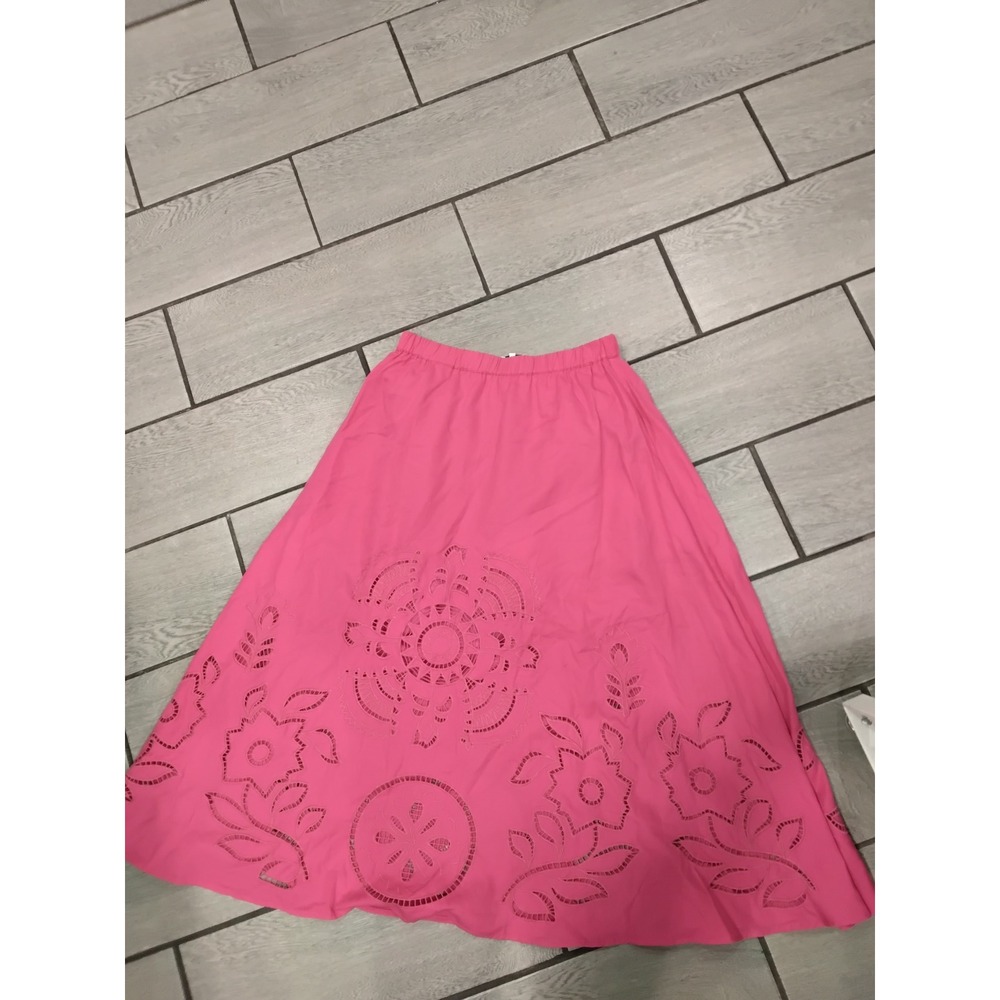 MISA Los Angeles Pink Floral Cutout Maxi Skirt Size Small Elastic Waist - Picture 1 of 7